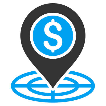 Bank Location icon. Vector style is bicolor flat iconic symbol with rounded angles, blue and gray colors, white background.のイラスト素材