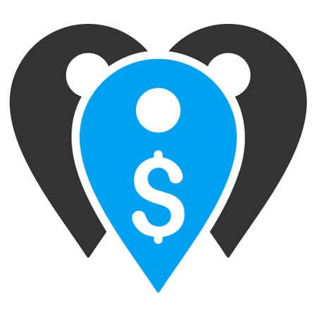 Bank Marks icon. Vector style is bicolor flat iconic symbol with rounded angles, blue and gray colors, white background.のイラスト素材