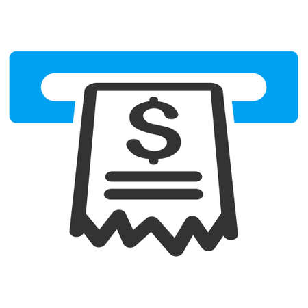 Cashier Receipt icon. Vector style is bicolor flat iconic symbol with rounded angles, blue and gray colors, white background.のイラスト素材