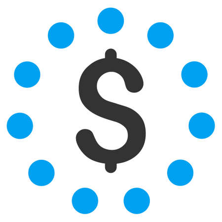 Dollar Sign icon. Vector style is bicolor flat iconic symbol with rounded angles, blue and gray colors, white background.のイラスト素材