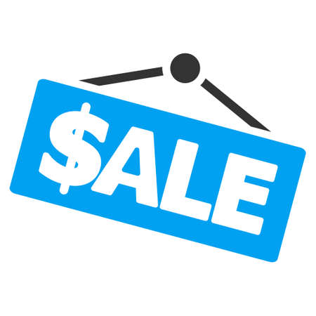 Sale Signboard icon. Vector style is bicolor flat iconic symbol with rounded angles, blue and gray colors, white background.のイラスト素材
