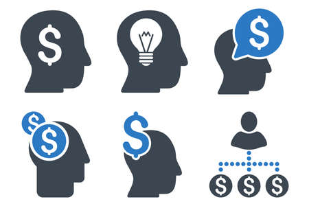 Businessman Idea vector icons. Icon style is bicolor smooth blue flat symbols with rounded angles on a white background.のイラスト素材