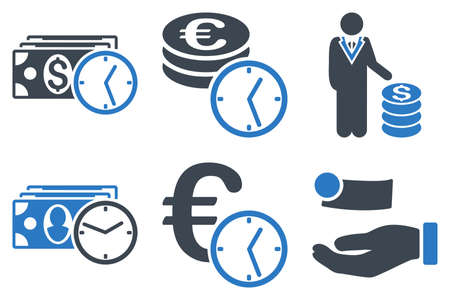 Credit vector icons. Icon style is bicolor smooth blue flat symbols with rounded angles on a white background.のイラスト素材