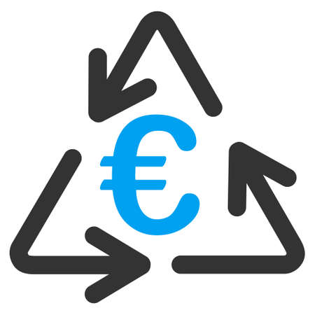 Euro Recycling icon. Vector style is bicolor flat iconic symbol with rounded angles, blue and gray colors, white background.のイラスト素材