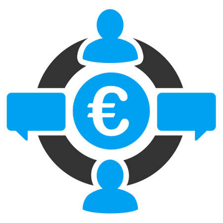 Euro Social Network icon. Vector style is bicolor flat iconic symbol with rounded angles, blue and gray colors, white background.のイラスト素材