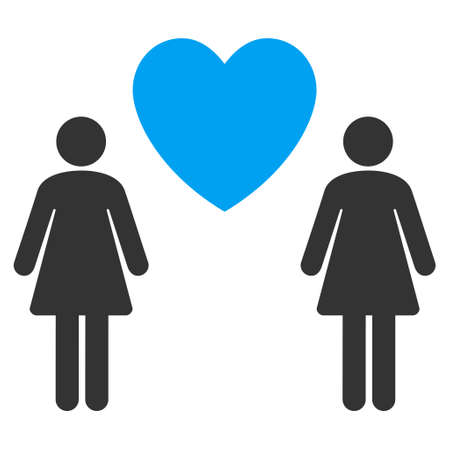 Lesbi Love Pair icon. Vector style is bicolor flat iconic symbol with rounded angles, blue and gray colors, white background.のイラスト素材