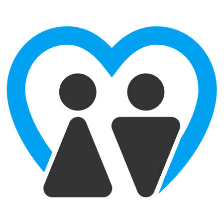 Marriage icon. Vector style is bicolor flat iconic symbol with rounded angles, blue and gray colors, white background.のイラスト素材