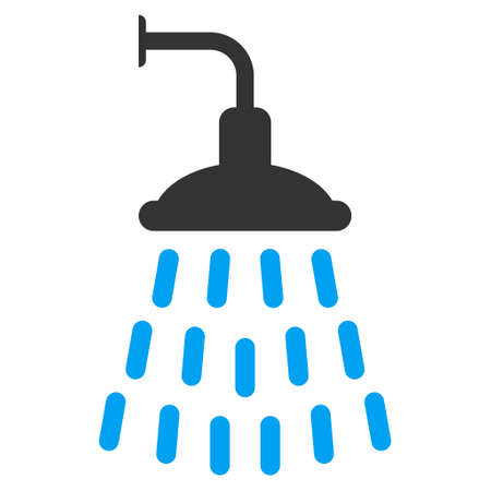 Shower icon. Vector style is bicolor flat iconic symbol with rounded angles, blue and gray colors, white background.のイラスト素材