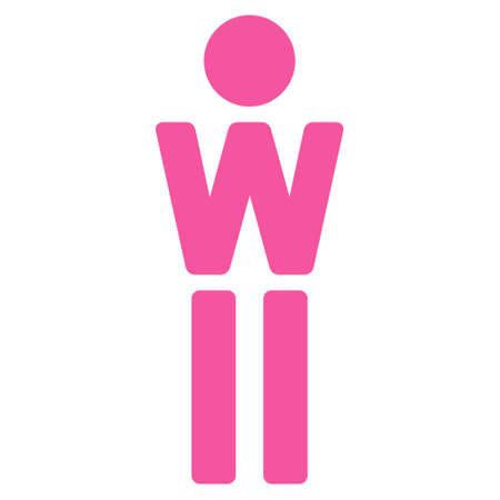 Woman icon. Glyph style is flat iconic symbol with rounded angles, pink color, white background.の写真素材