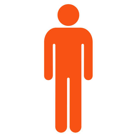 Male icon. Vector style is flat iconic symbol with rounded angles, orange color, white background.のイラスト素材