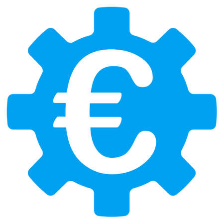 Euro Machinery Gear icon. Vector style is flat iconic symbol, blue color, white background.のイラスト素材