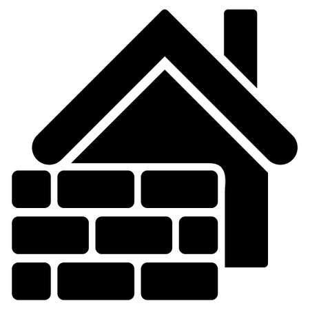 Realty Brick Wall icon. Vector style is flat iconic symbol, black color, white background.のイラスト素材