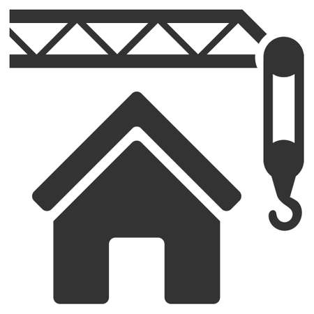Home Construction icon. Glyph style is flat iconic symbol, gray color, white background.の写真素材