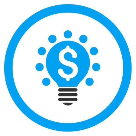 Business Patent Bulb rounded icon. Vector illustration style is flat iconic bicolor symbol, blue and gray colors, white background.のイラスト素材