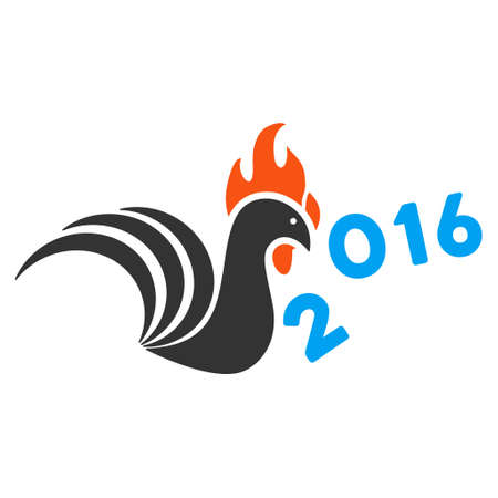 Rooster Banish 2016 Year icon. Vector style is flat iconic symbol on a white background.のイラスト素材