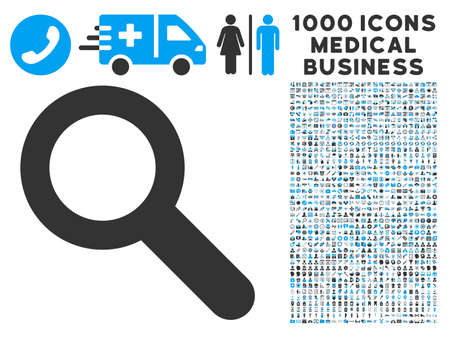Search icon with 1000 medical business gray and blue glyph pictograms. Set style is flat bicolor symbols, white background.の写真素材