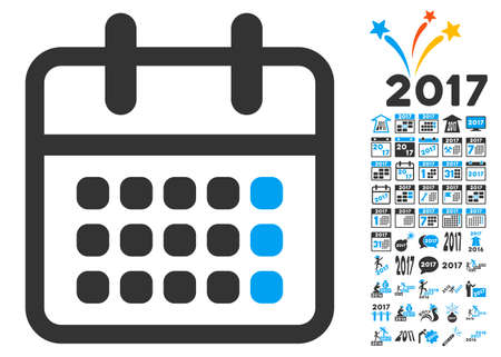 Calendar Month pictograph with bonus 2017 elements. Vector illustration style is flat iconic symbols, white background.のイラスト素材