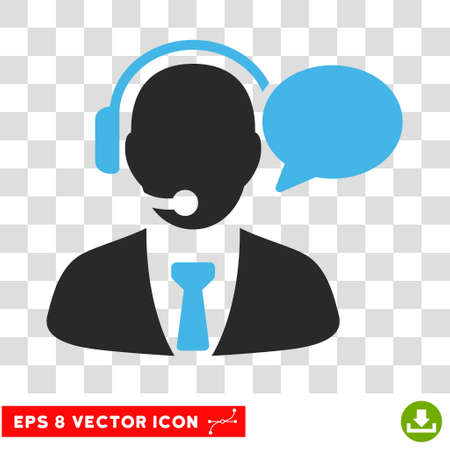 Vector Support Manager Message EPS vector pictogram. Illustration style is flat iconic bicolor blue and gray symbol on a transparent background.のイラスト素材