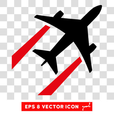 Vector Air Jet Trace EPS vector pictogram. Illustration style is flat iconic bicolor intensive red and black symbol on a transparent background.のイラスト素材