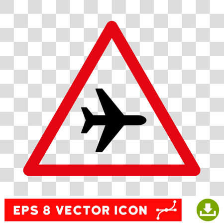 Vector Airplane Danger EPS vector icon. Illustration style is flat iconic bicolor intensive red and black symbol on a transparent background.のイラスト素材