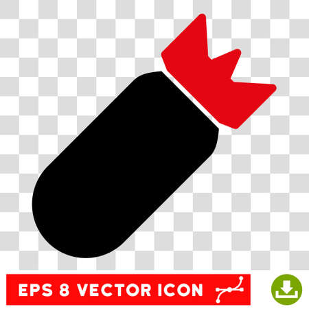 Vector Aviation Bomb EPS vector pictogram. Illustration style is flat iconic bicolor intensive red and black symbol on a transparent background.のイラスト素材