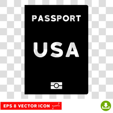 Vector American Passport EPS vector pictograph. Illustration style is flat iconic black symbol on a transparent background.のイラスト素材