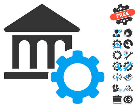Bank Options pictograph with bonus tools icon set. Vector illustration style is flat iconic bicolor symbols, blue and gray colors, white background.のイラスト素材