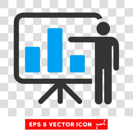 Vector Bar Chart Presentation EPS vector pictograph. Illustration style is flat iconic bicolor blue and gray symbol on a transparent background.のイラスト素材