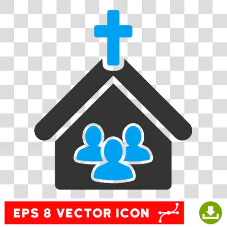 Vector Church EPS vector icon. Illustration style is flat iconic bicolor blue and gray symbol on a transparent background.のイラスト素材
