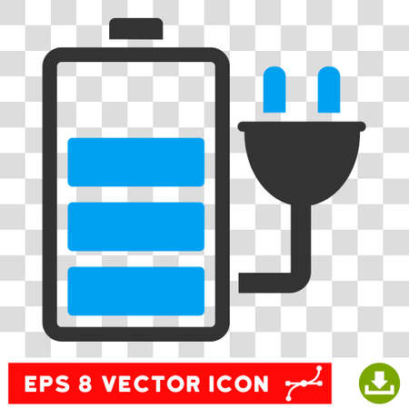 Vector Charge Battery EPS vector pictogram. Illustration style is flat iconic bicolor blue and gray symbol on a transparent background.のイラスト素材