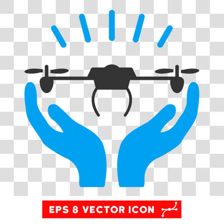 Vector Drone Launch Hands EPS vector icon. Illustration style is flat iconic bicolor blue and gray symbol on a transparent background.のイラスト素材