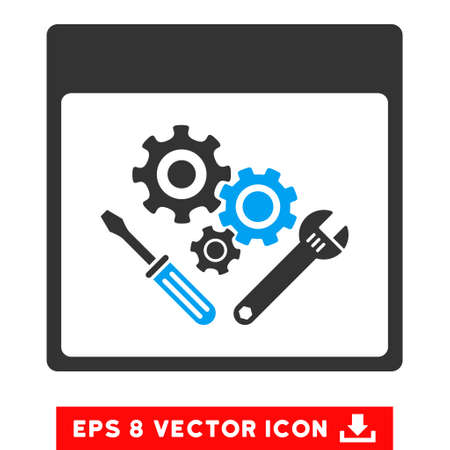 Gear Tools Calendar Page icon. Vector EPS illustration style is flat iconic bicolor symbol, blue and gray colors.のイラスト素材