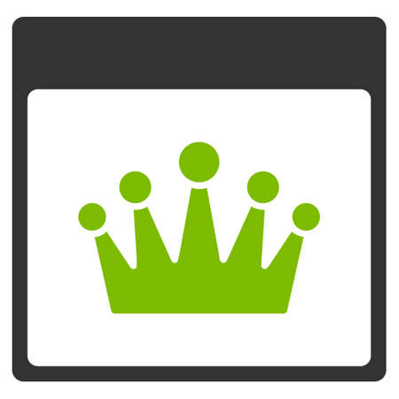 Crown Calendar Page vector icon. Style is flat graphic bicolor symbol, eco green and gray colors, white background.のイラスト素材