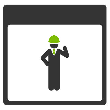 Engineer Calendar Page vector pictogram. Style is flat graphic bicolor symbol, eco green and gray colors, white background.のイラスト素材