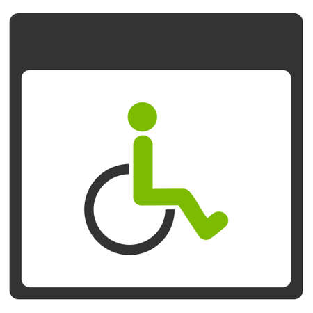 Handicapped Calendar Page vector pictogram. Style is flat graphic bicolor symbol, eco green and gray colors, white background.のイラスト素材