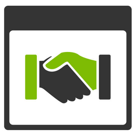 Handshake Calendar Page vector pictograph. Style is flat graphic bicolor symbol, eco green and gray colors, white background.のイラスト素材