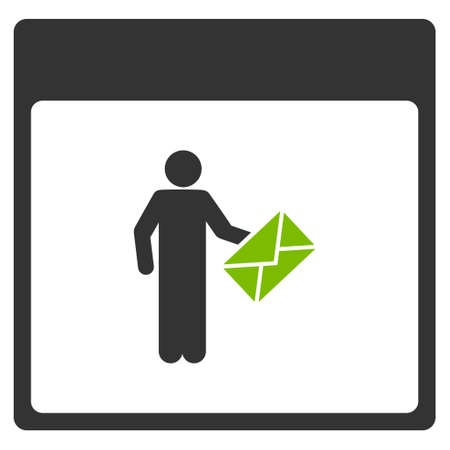 Postman Calendar Page vector icon. Style is flat graphic bicolor symbol, eco green and gray colors, white background.のイラスト素材