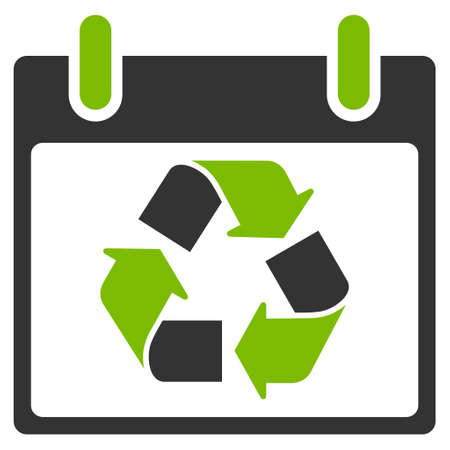 Recycle Calendar Day vector icon. Style is flat graphic bicolor symbol, eco green and gray colors, white background.のイラスト素材