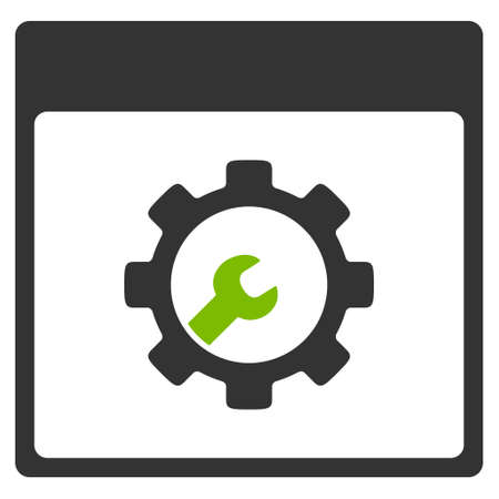 Setup Tools Calendar Page vector pictogram. Style is flat graphic bicolor symbol, eco green and gray colors, white background.のイラスト素材