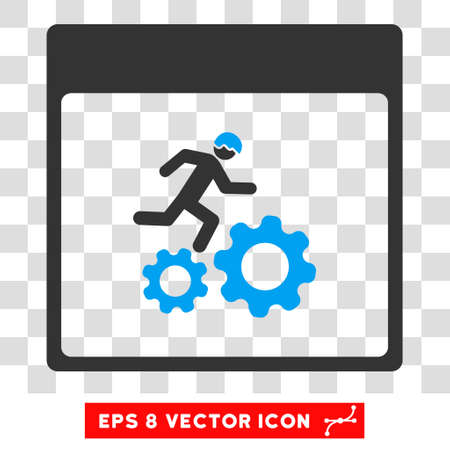 Vector Running Worker Calendar Page EPS vector pictograph. Illustration style is flat iconic bicolor blue and gray symbol on a transparent background.のイラスト素材