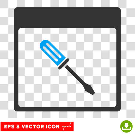 Vector Screwdriver Calendar Page EPS vector icon. Illustration style is flat iconic bicolor blue and gray symbol on a transparent background.のイラスト素材