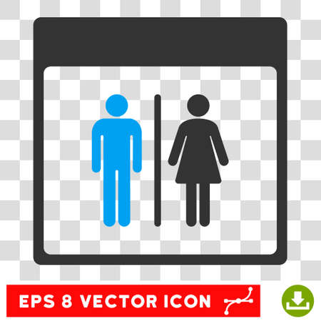 Vector Toilet Persons Calendar Page EPS vector pictogram. Illustration style is flat iconic bicolor blue and gray symbol on a transparent background.のイラスト素材