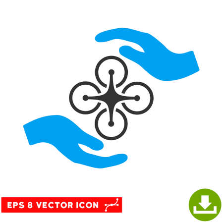 Air Copter Care Hands EPS vector icon. Illustration style is flat iconic bicolor blue and gray symbol on white background.のイラスト素材