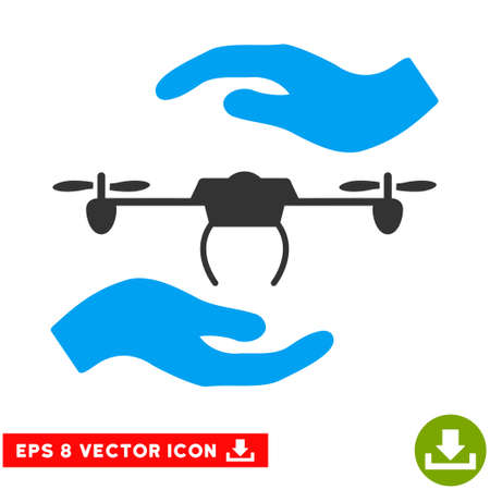 Airdrone Care Hands EPS vector icon. Illustration style is flat iconic bicolor blue and gray symbol on white background.のイラスト素材