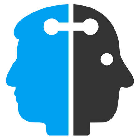 Dual Head Connection vector pictogram. Style is flat graphic bicolor symbol, blue and gray colors, white background.のイラスト素材