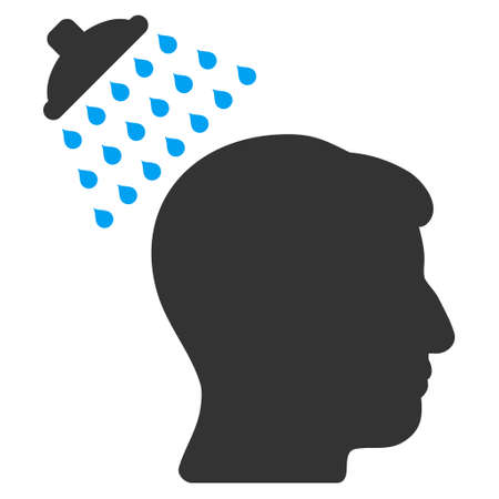 Head Shower vector pictogram. Style is flat graphic bicolor symbol, blue and gray colors, white background.のイラスト素材