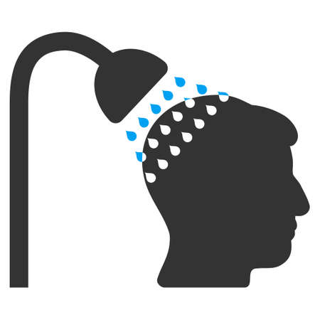 Head Shower vector pictogram. Style is flat graphic bicolor symbol, blue and gray colors, white background.のイラスト素材