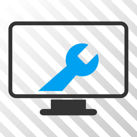Blue And Gray Desktop Options toolbar pictogram. Vector pictogram style is a flat bicolor symbol on diagonal hatch transparent background.のイラスト素材