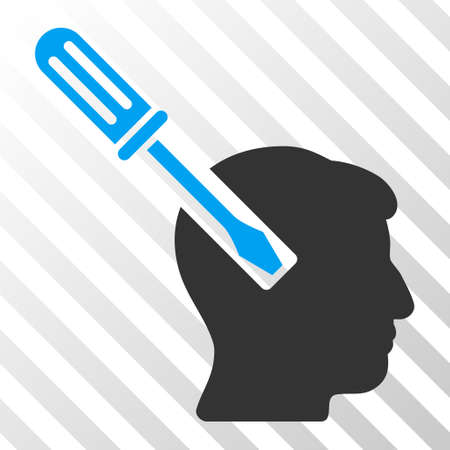 Blue And Gray Head Screwdriver Tuning toolbar pictogram. Vector pictograph style is a flat bicolor symbol on diagonal hatch transparent background.のイラスト素材