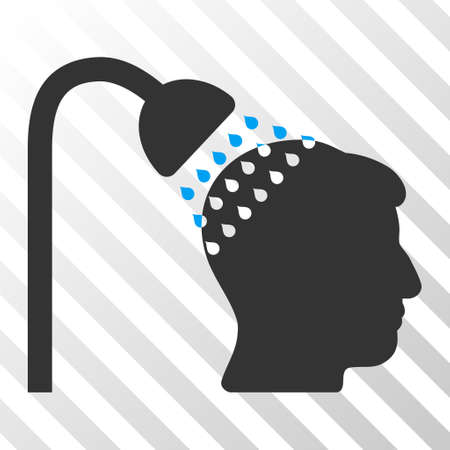 Blue And Gray Head Shower toolbar icon. Vector pictograph style is a flat bicolor symbol on diagonal hatch transparent background.のイラスト素材